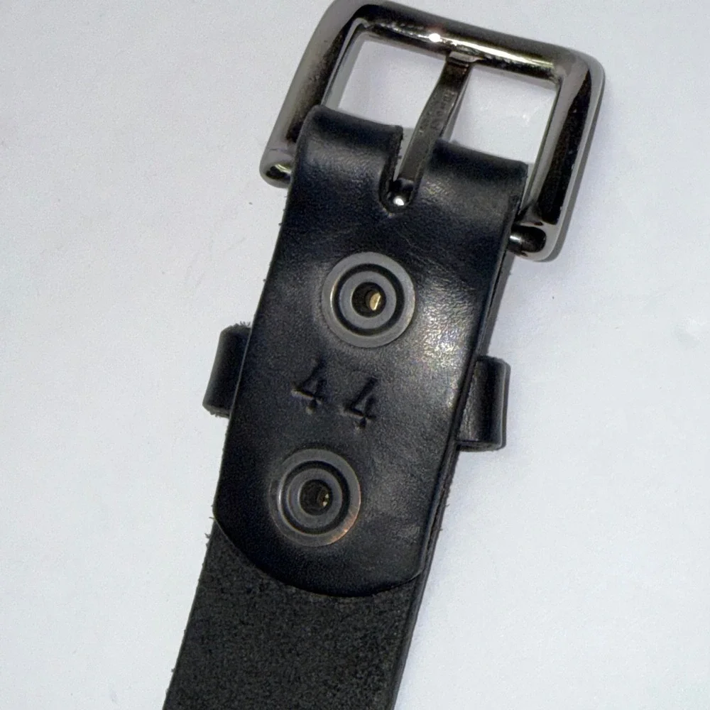 Fox Creek Leather Belt Mens 44 Black Full Grain Leather Roller Buckle USA Made